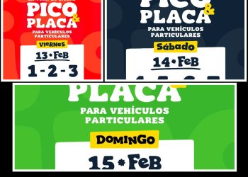 Pico y placa para vehículos particulares en toda la ciudad: viernes, sábado, domingo y lunes de Carnaval